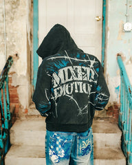 MIXED EMOTION Barbed‑Wire Full‑Zip Hoodie