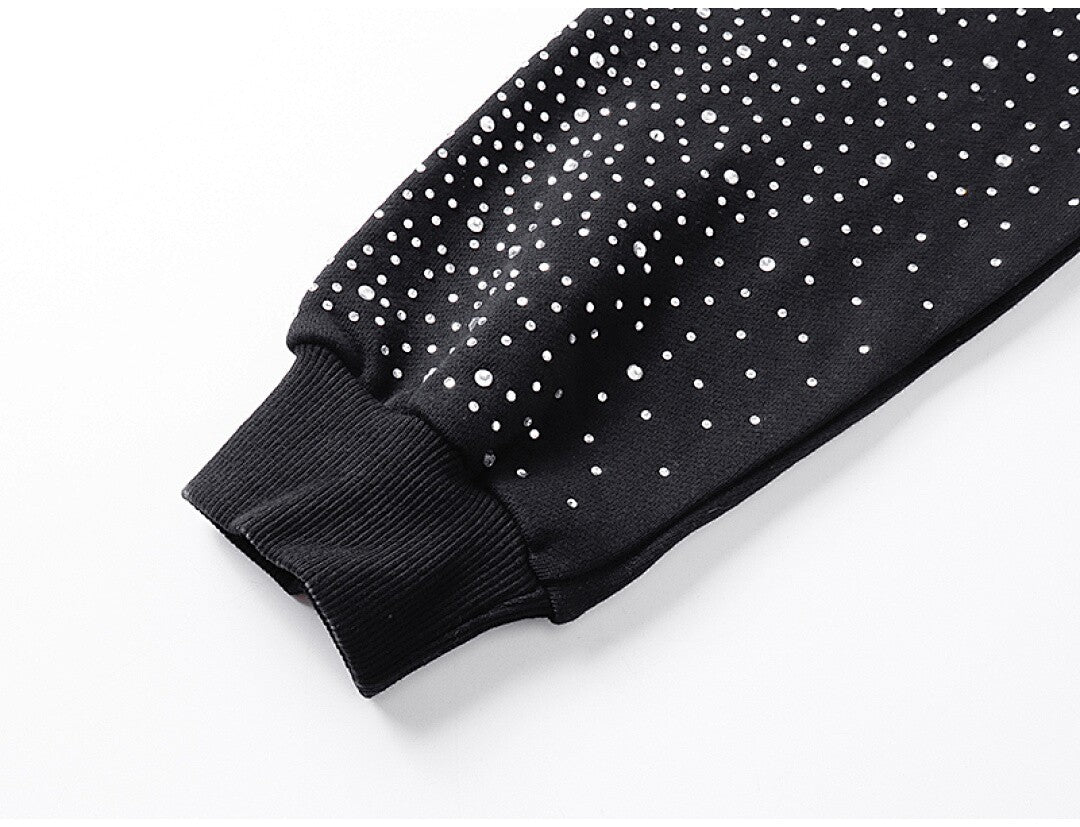 MIXED EMOTION Rhinestone‑Sleeve Angel Hoodie