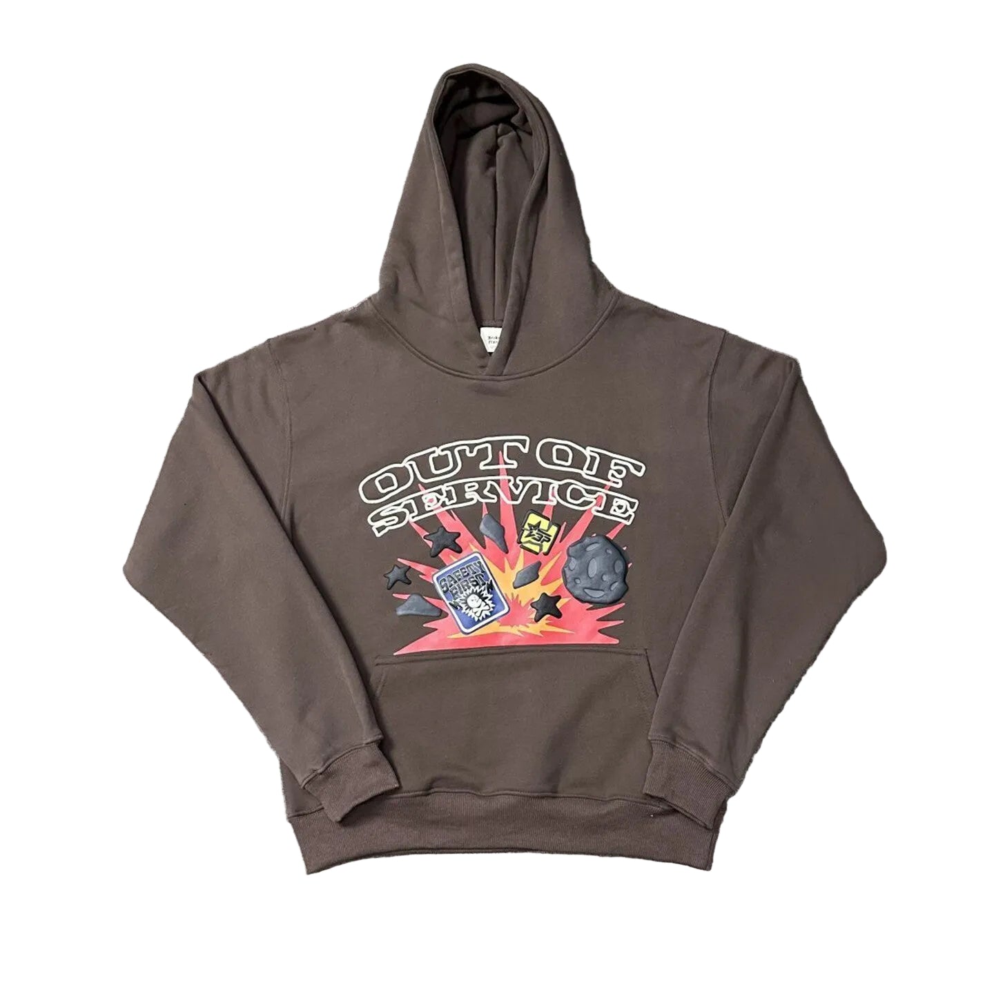 Broken Planet Retro Explosion‑Print Hoodie