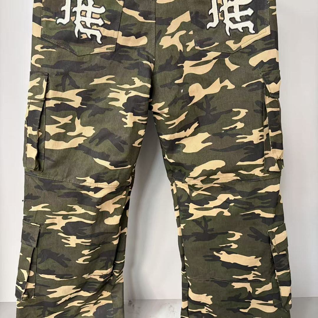 MIXED EMOTION Camo Gothic Logo Cargo Pants