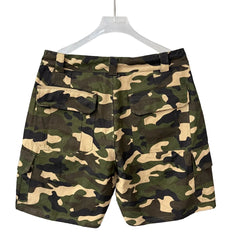 MIXED EMOTION Camo Multi‑Patch Cargo Shorts