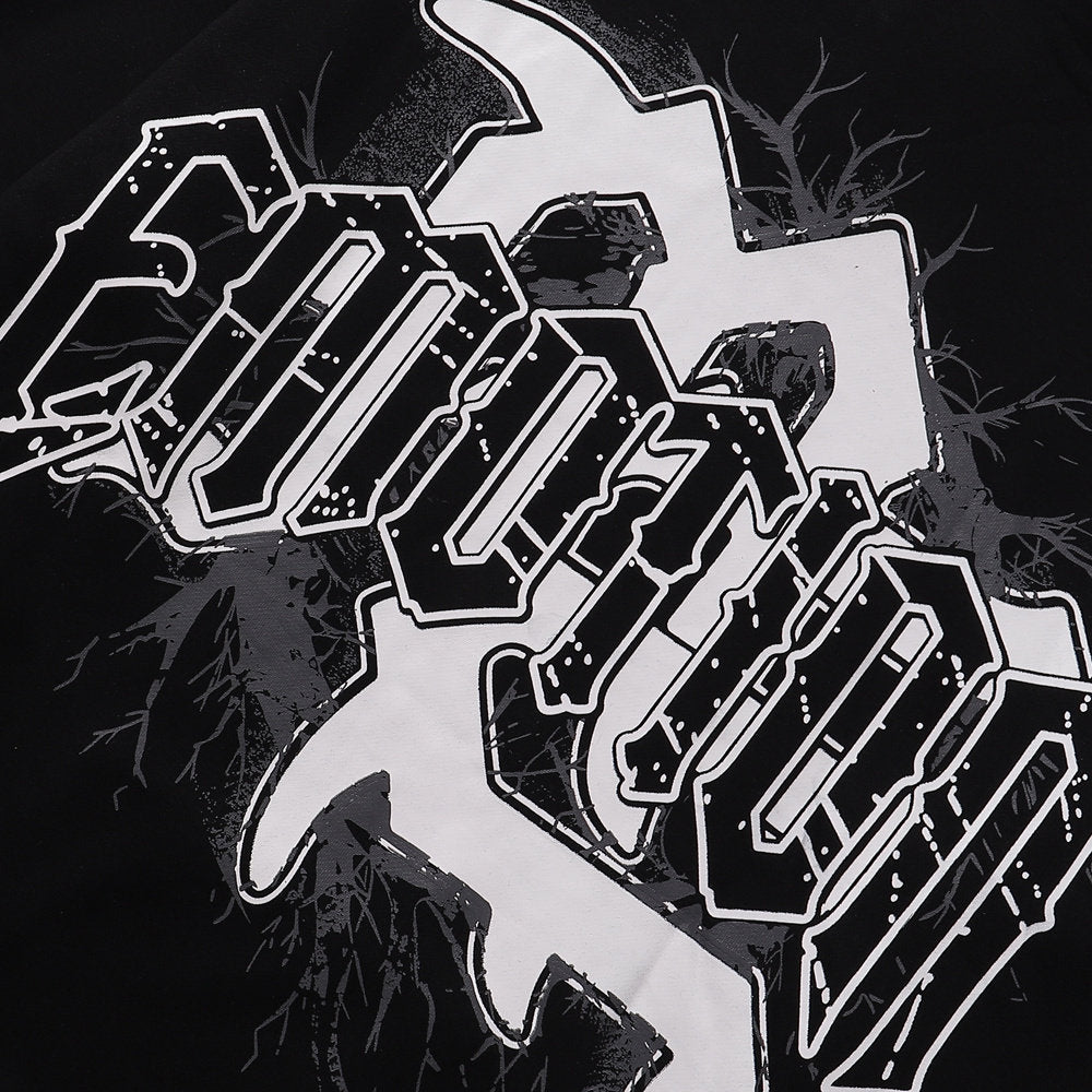 Mixed Emotion Statue‑Graphic Hoodie