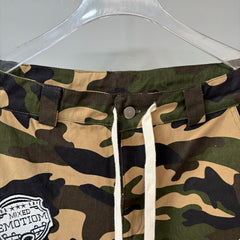 MIXED EMOTION Camo Multi‑Patch Cargo Shorts
