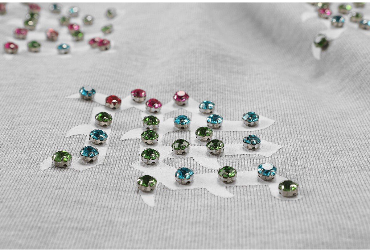 MIXED EMOTION Gothic Letter Rhinestone Shorts