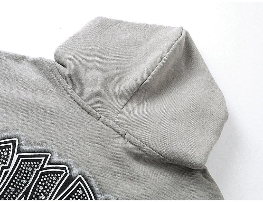 MIXED EMOTION Retro Print Zip Hoodie