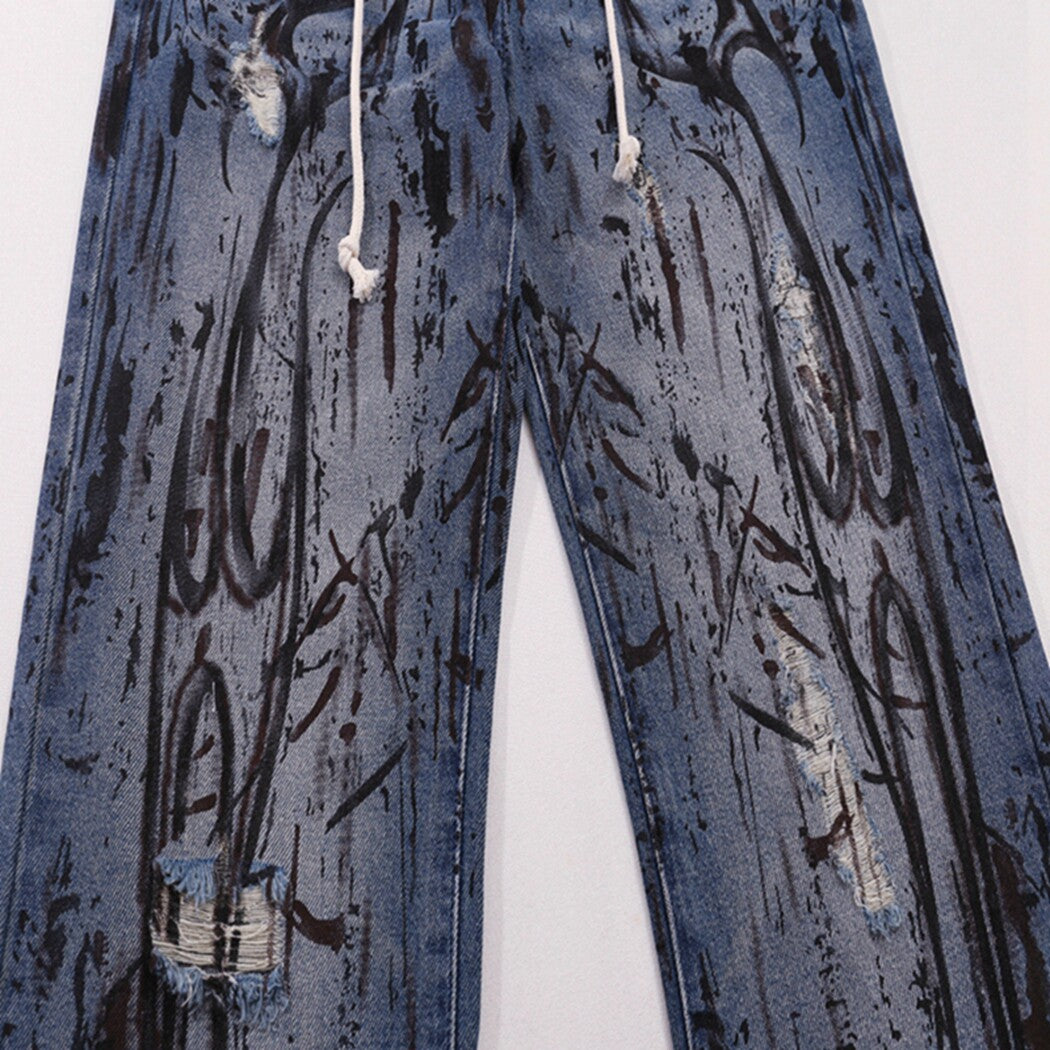 Hellstar Graffiti Print Baggy Jeans