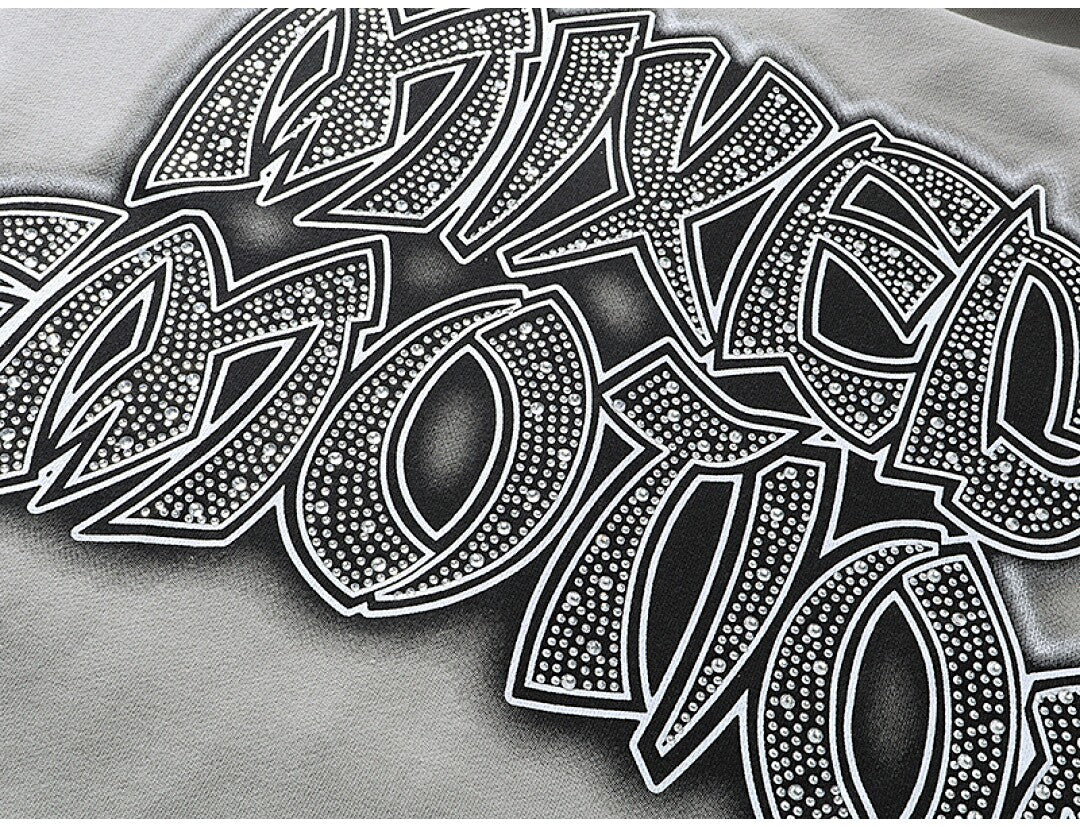 MIXED EMOTION Retro Print Zip Hoodie
