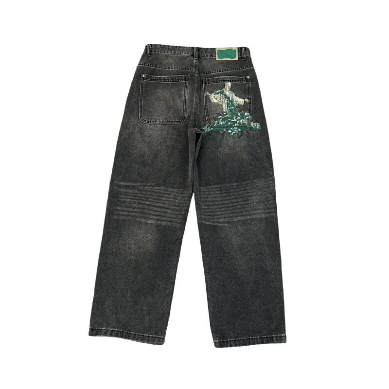 Derschutze Figure Print Baggy Jeans