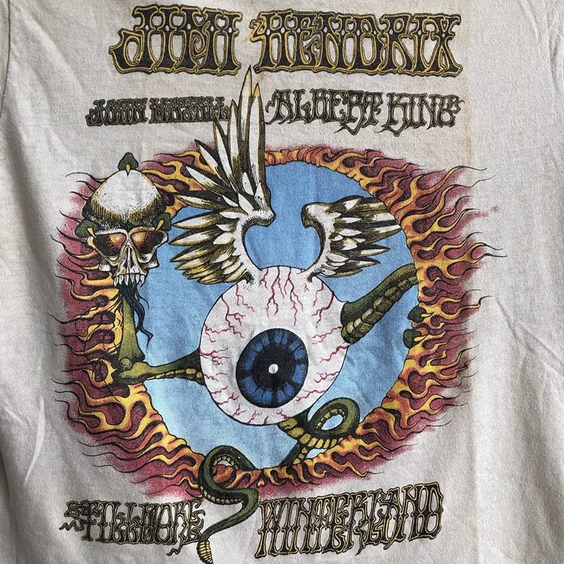 Jimi Hendrix Heavy Metal High Street Hip Hop Men's and Women's Short sleeved T-shirt