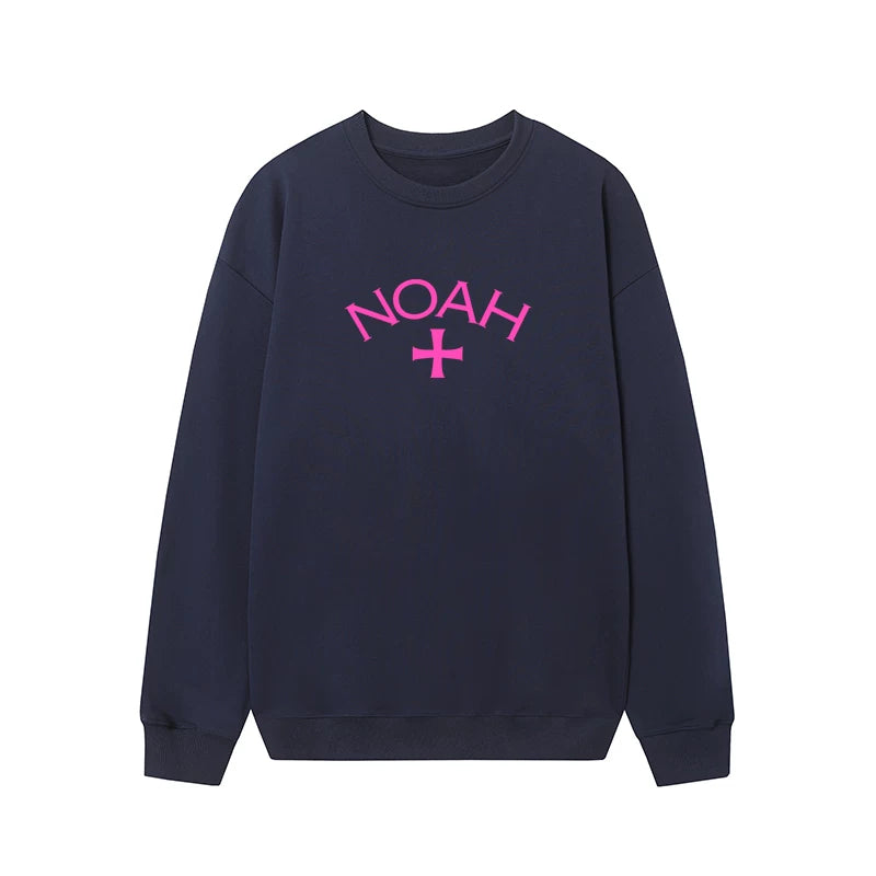 美潮NOAH粉色十字架印花男女情侣百搭宽松休闲纯棉秋冬圆领卫衣