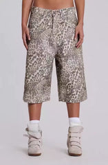 Jaded London 25 new faded leopard print full print loose wide leg low waist jeans