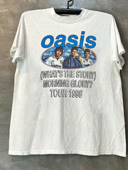Oasis Rock Band Short Sleeve T-shirt Rapcore Portrait Atmosphere American Street Rascal Handsome Half Sleeve Male