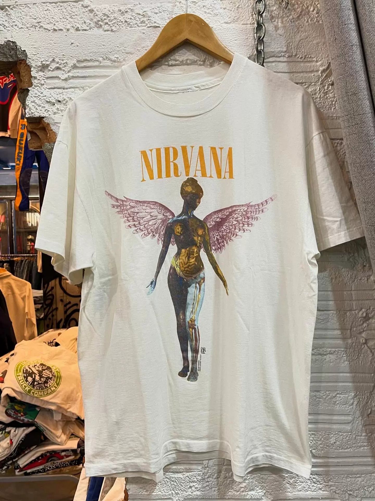 Nirvana涅槃乐队天使摇滚美式复古Vintage高街休闲潮牌棉短袖t恤