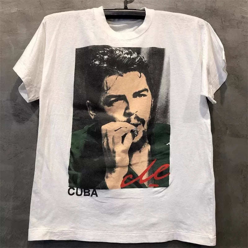 Che Guevara Portrait Tribute Classic Short Sleeve Vintage Digital Direct Spray Printed T-shirt