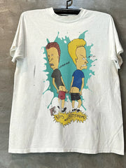 Beavis and Buthead slim and big head egg classic anime loose vibe high street style short-sleeved T-shirt