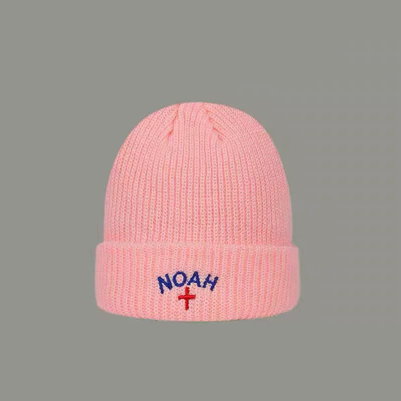NOAH十字架小众潮牌美式秋冬季男女情侣款刺绣针织冷帽毛线帽子