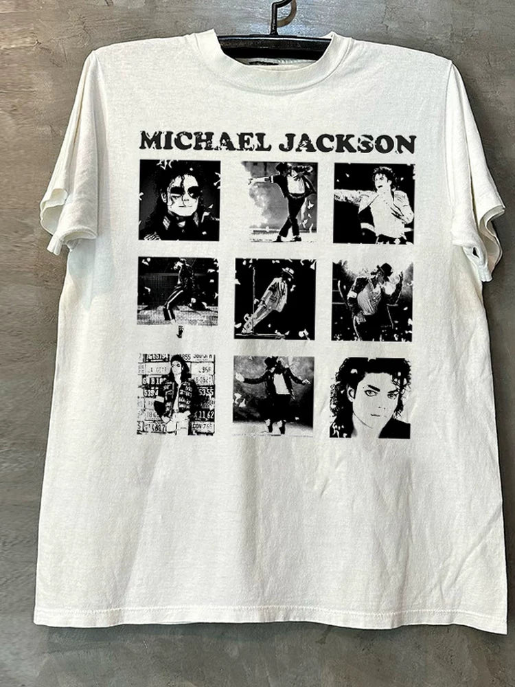 Michael Jackson American style small collar half sleeved pure cotton street short sleeved T-shirt trendy