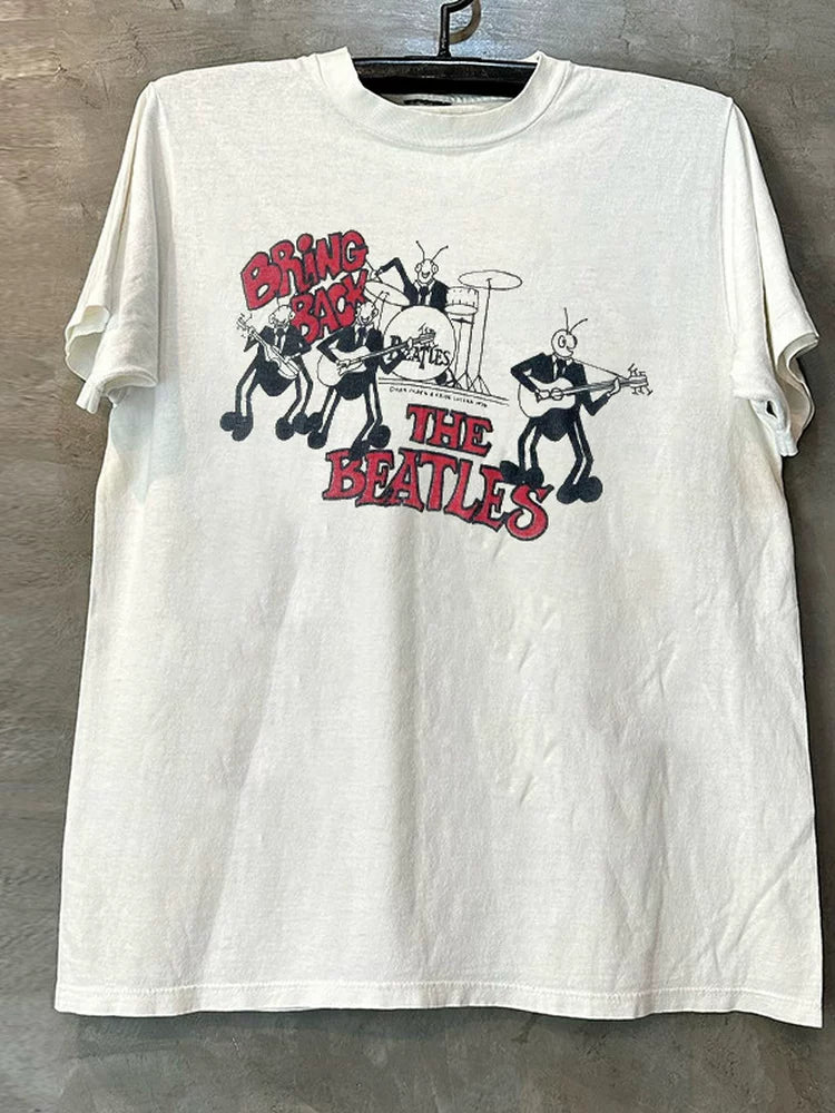 The Beatles披头士乐队流行摇滚短袖T恤bf慵懒风美式重磅情侣tee