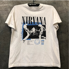 Nirvana Band Kurt Cobain Vintage American Retro Rock Short sleeved Men's and Women's T-shirts Cotton