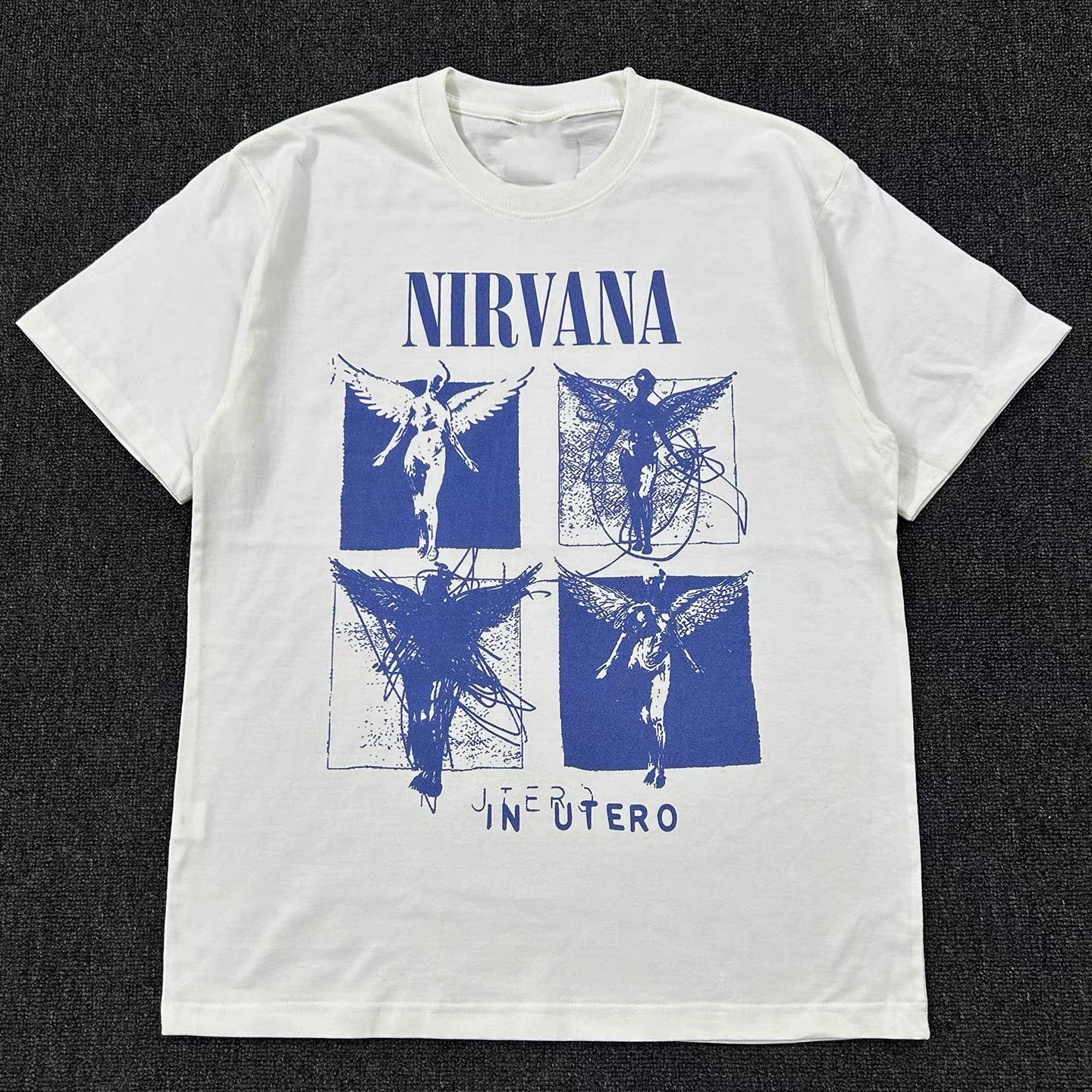Nirvana涅槃天使乐队专辑封面短袖T恤post-punk美式重磅圆领潮tee