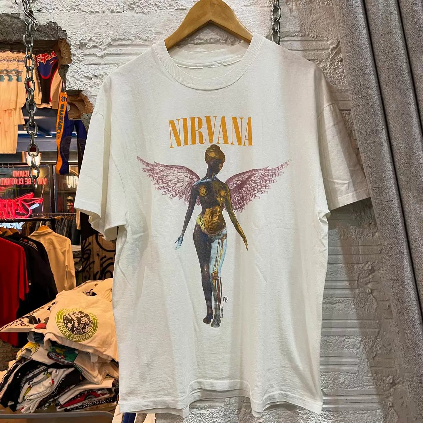 Nirvana涅槃乐队天使摇滚美式复古Vintage高街休闲潮牌棉短袖t恤