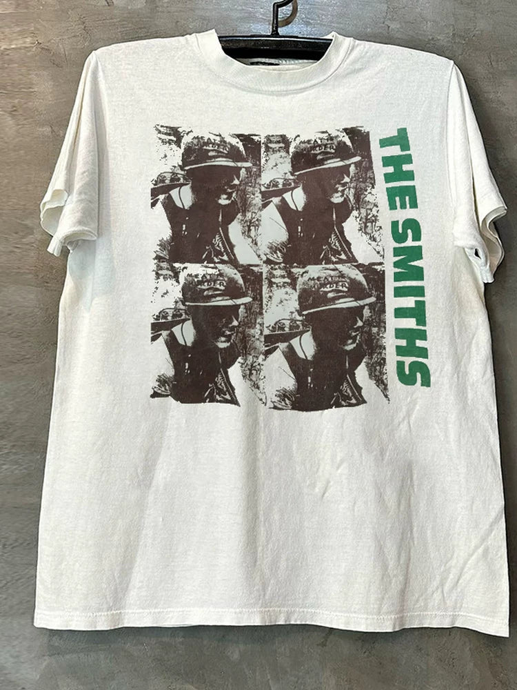The Smiths British band short sleeved T-shirt American street vintage men's and women's loose five quarter sleeves
