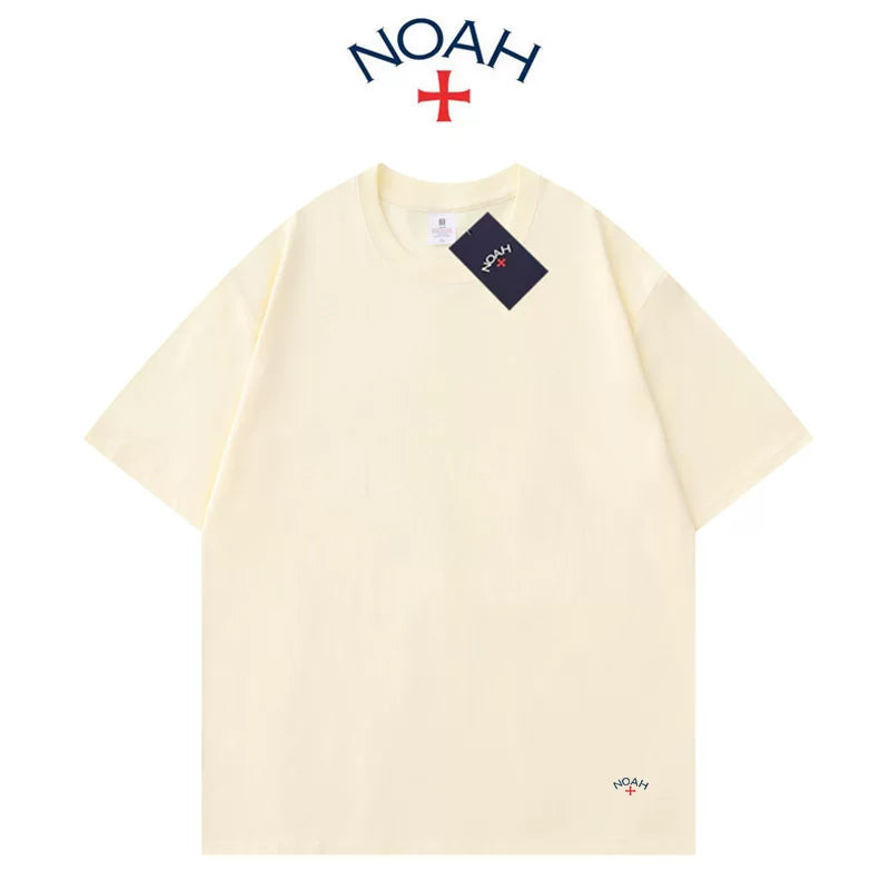 NOAH BWCJ Bottom Small Label Cross American Trendy Brand Casual Loose Cotton Short sleeved T-shirt for Men and Women Couple (1)
