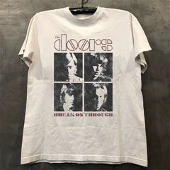 The Doors: Retro Portrait American Street Niche VTG Shoulder Loose Rock Short Sleeve T-shirt