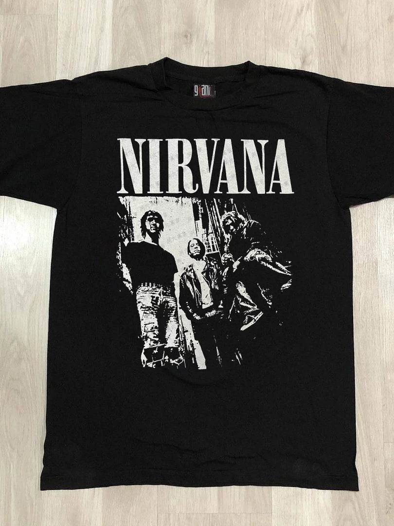 Nirvana Band's trendy street fashion vintage retro atmosphere short sleeved niche men's and women's pure cotton T-shirt