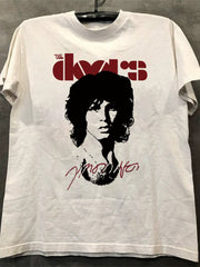 The Doors Band Blue Rock Short Sleeve T-shirt Hiphop American Street Portrait Trendy Brand Half Sleeve Male