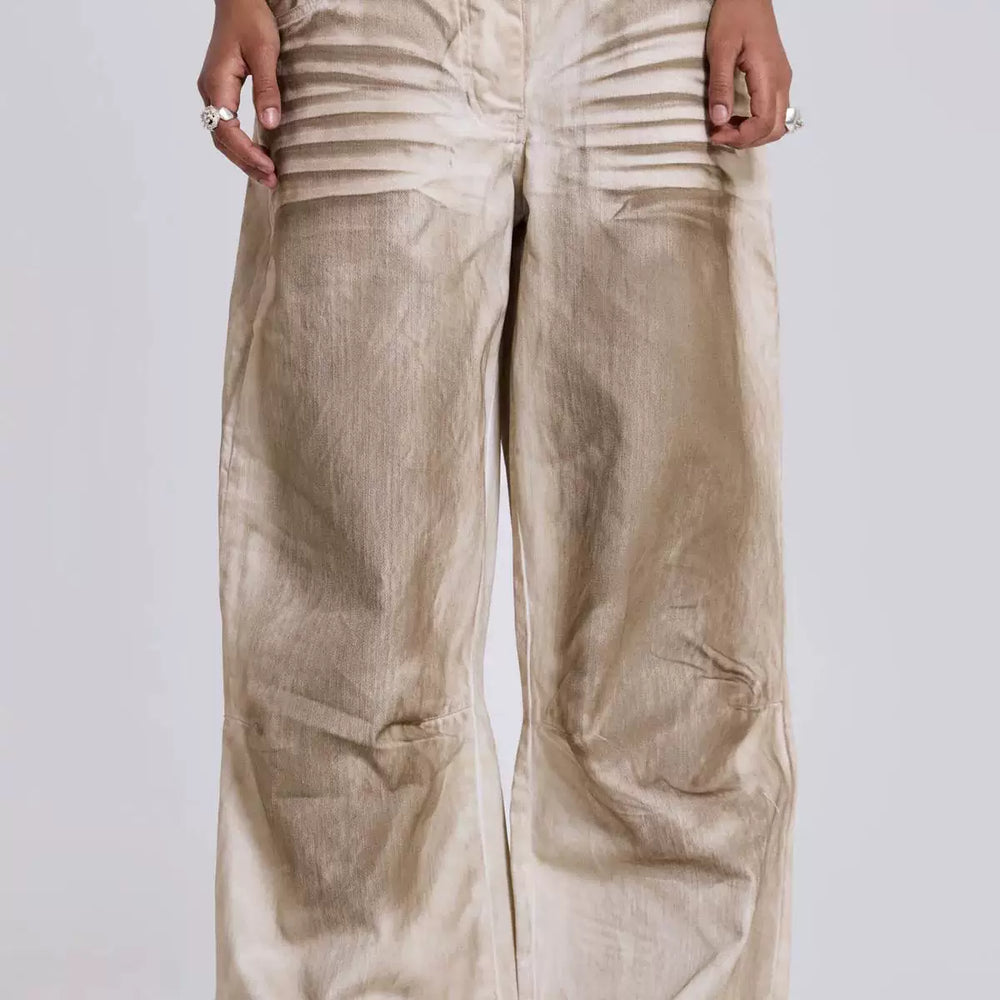 Jaded London millennial hot girl dirty dyed wide leg straight leg pants faded loose distressed casual denim pants