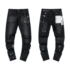 Retro Hole Patch Slim Denim Pants