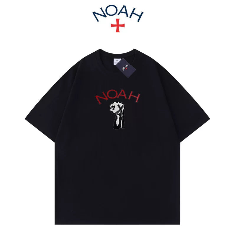 NOAH BWCJ small logo cross simple casual summer trendy brand couple heavyweight pure cotton short sleeved T-shirt for men and women (5)