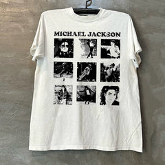 Michael Jackson American style small collar half sleeved pure cotton street short sleeved T-shirt trendy
