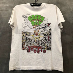 Green Day punk PUNK rock T-shirt cotton half sleeved TEE short sleeved summer heavyweight music for men and women