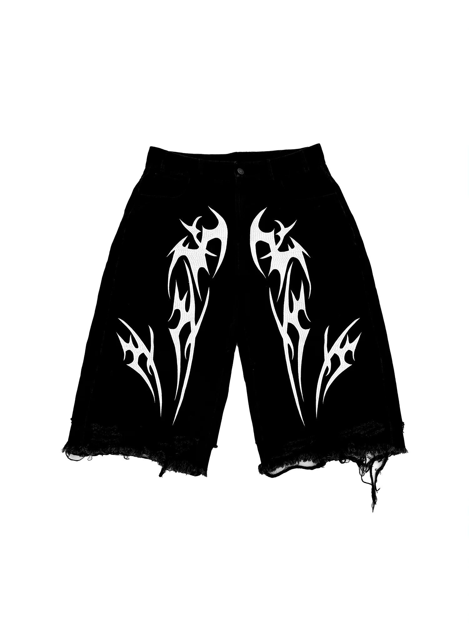 AONE4SURExBSSHTWASIL co created original embroidered LOGO street black distressed denim cropped pants