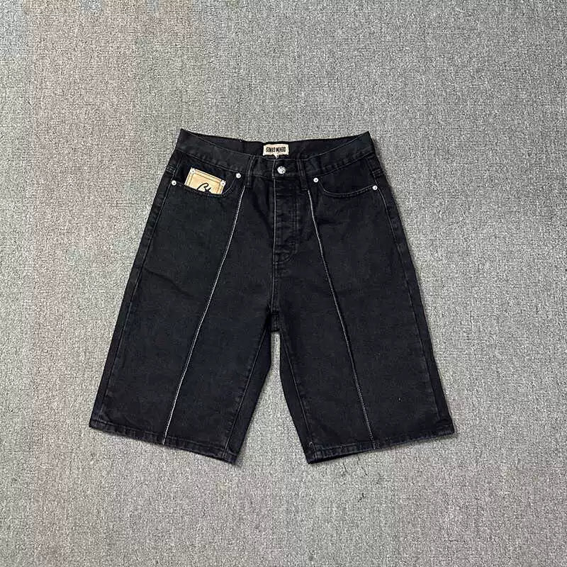 Corteiz Demon Island Embroidery Pentagram denim shorts Men's summer high street loose casual pants pants tide