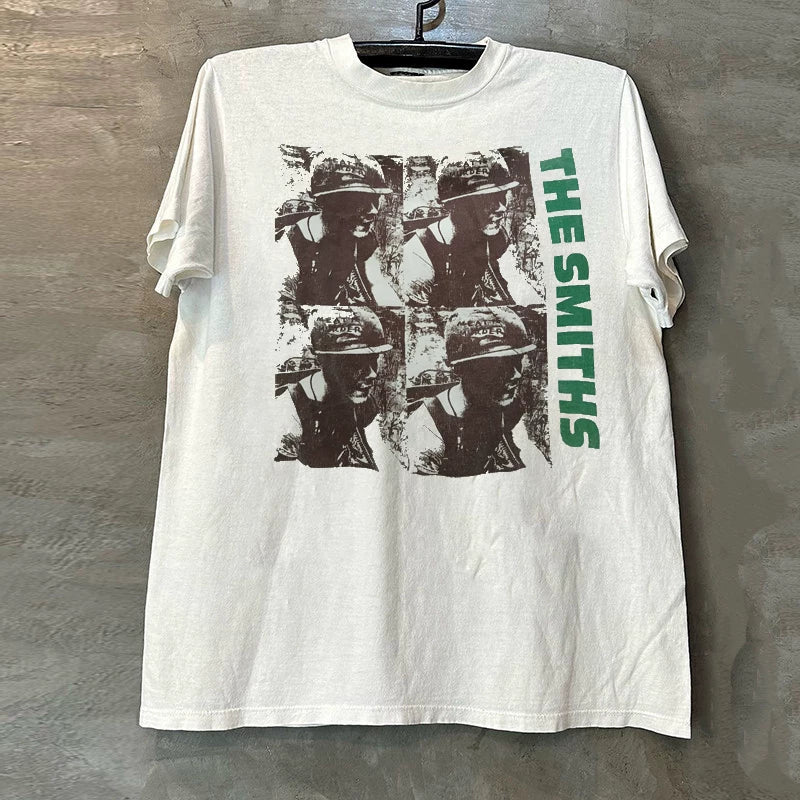 The Smiths British band short sleeved T-shirt American street vintage men's and women's loose five quarter sleeves