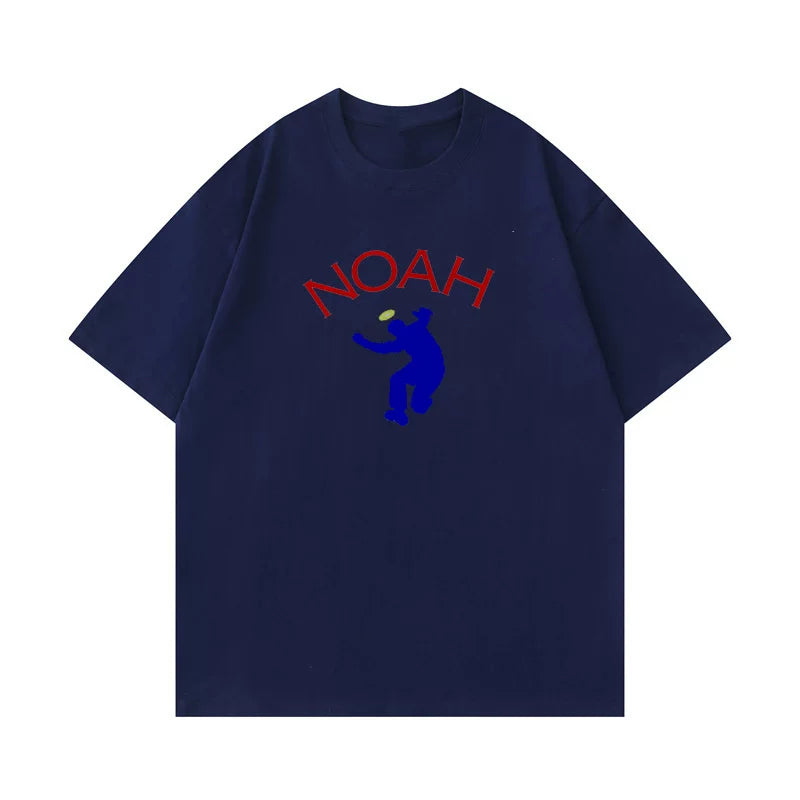 NOAH summer casual loose short sleeved t-shirt men's heavyweight pure cotton round neck American high street half sleeved top couple trend (1)