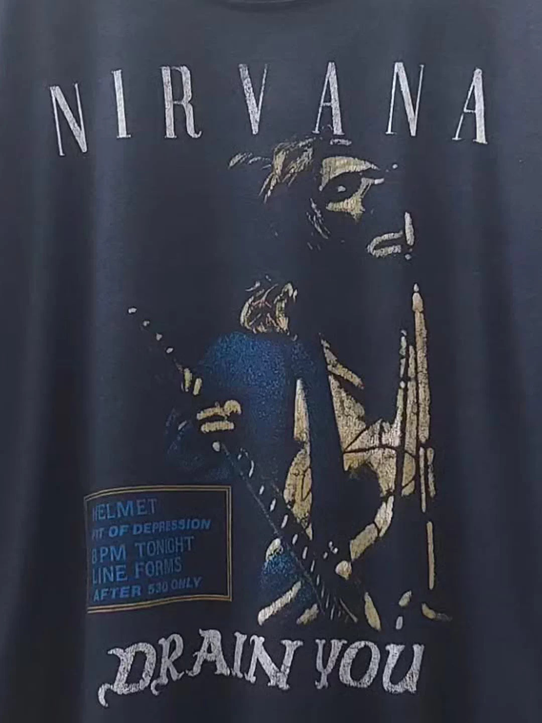 NIRVANA涅槃乐队街头暗黑重机车风post-punk潮流落肩高街短袖T恤