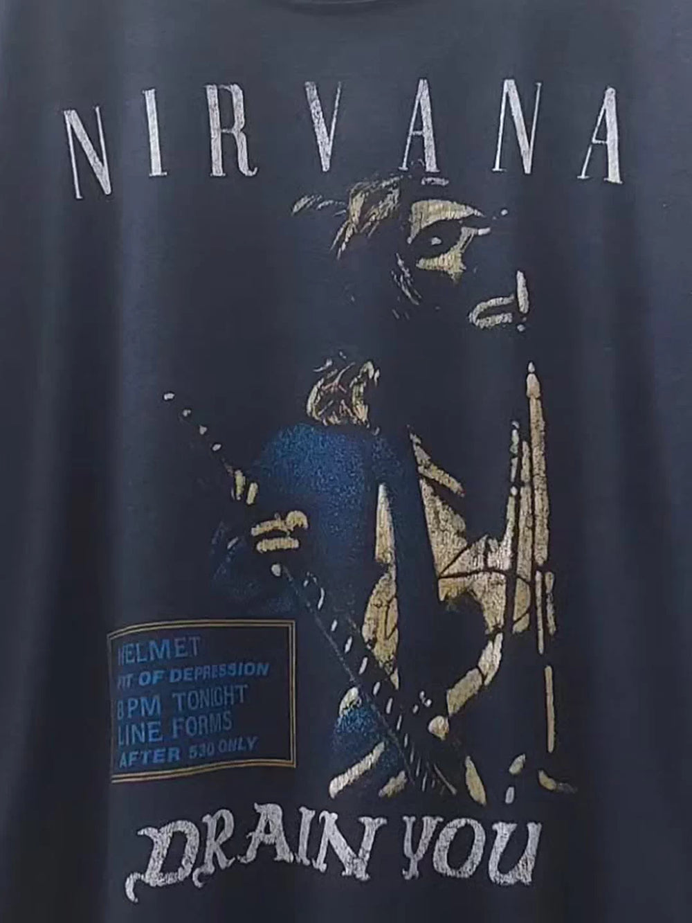 NIRVANA涅槃乐队街头暗黑重机车风post-punk潮流落肩高街短袖T恤