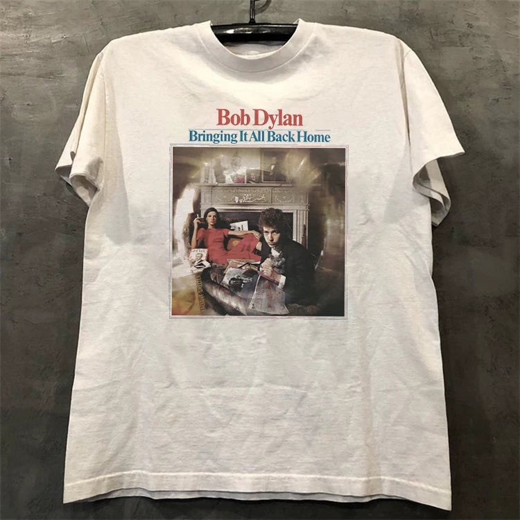 Bob Dylan Shoulder Loose Retro American Street Cotton Round Neck Rock Band Short Sleeve T-shirt