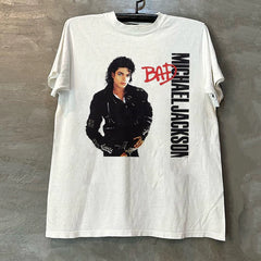 Michael Jackson portrait high street vintage retro OS style short sleeved T-shirt trend