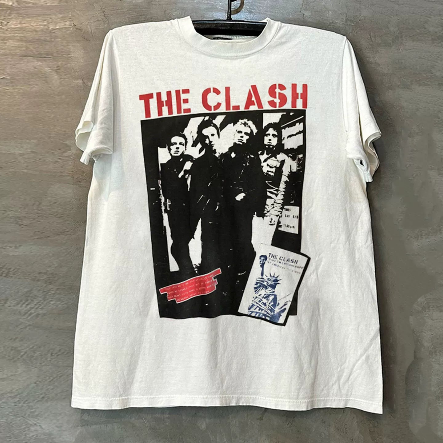 The Clash Rock Band Short Sleeve T-shirt Vibe High Street Portrait American Small Collar Rascal Handsome Half Sleeve Male