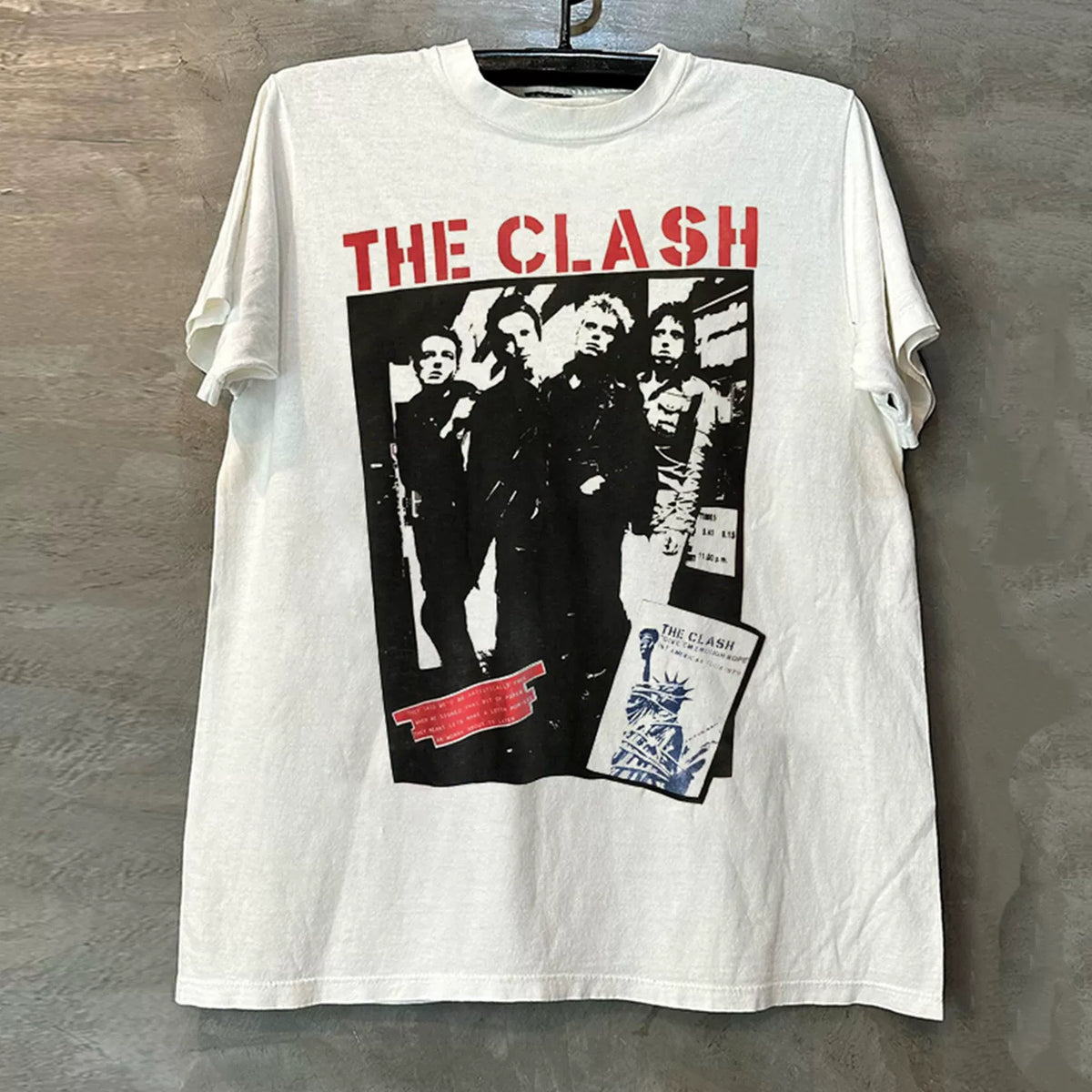 The Clash Rock Band Short Sleeve T-shirt Vibe High Street Portrait American Small Collar Rascal Handsome Half Sleeve Male