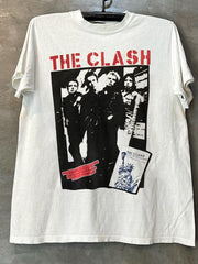 The Clash Rock Band Short Sleeve T-shirt Vibe High Street Portrait American Small Collar Rascal Handsome Half Sleeve Male