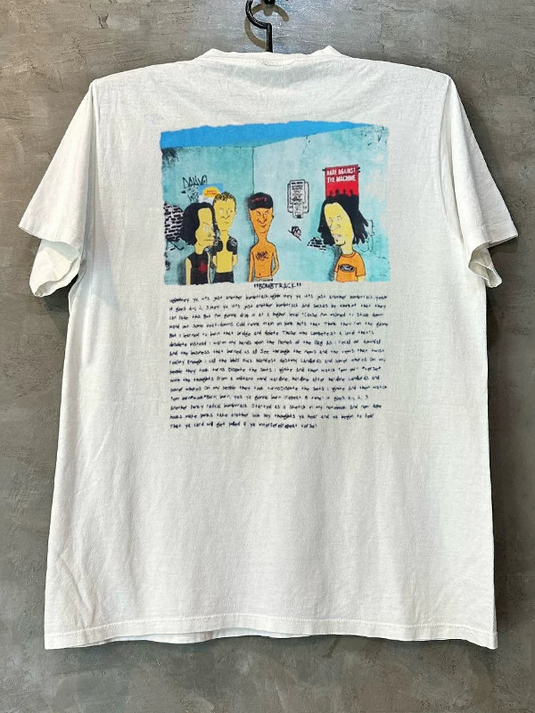 Beavis and Butt head flat four and big headed egg cartoon rock heavyweight cotton short sleeved men's and women's T-shirt trend