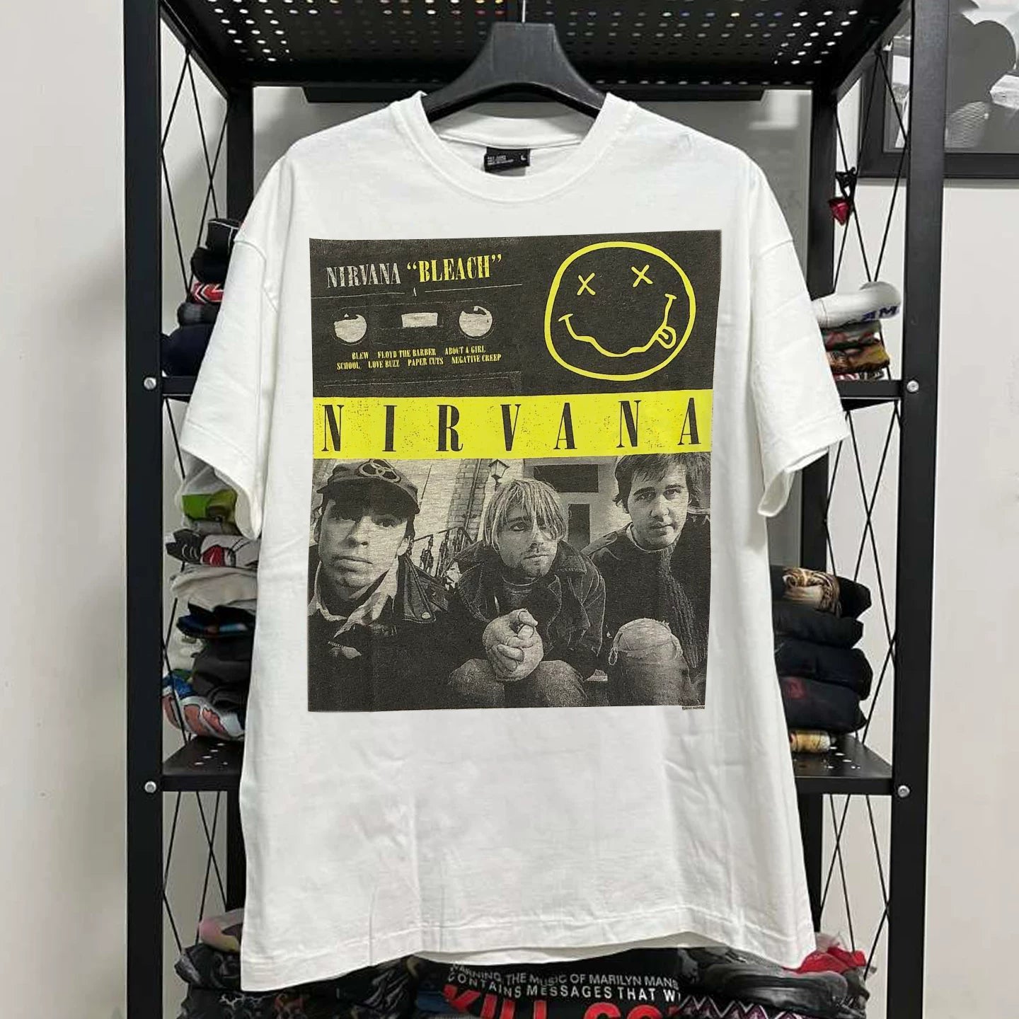 Nirvana涅槃乐队颓废风街头短袖T恤美式复古post-punk撞色拼接tee