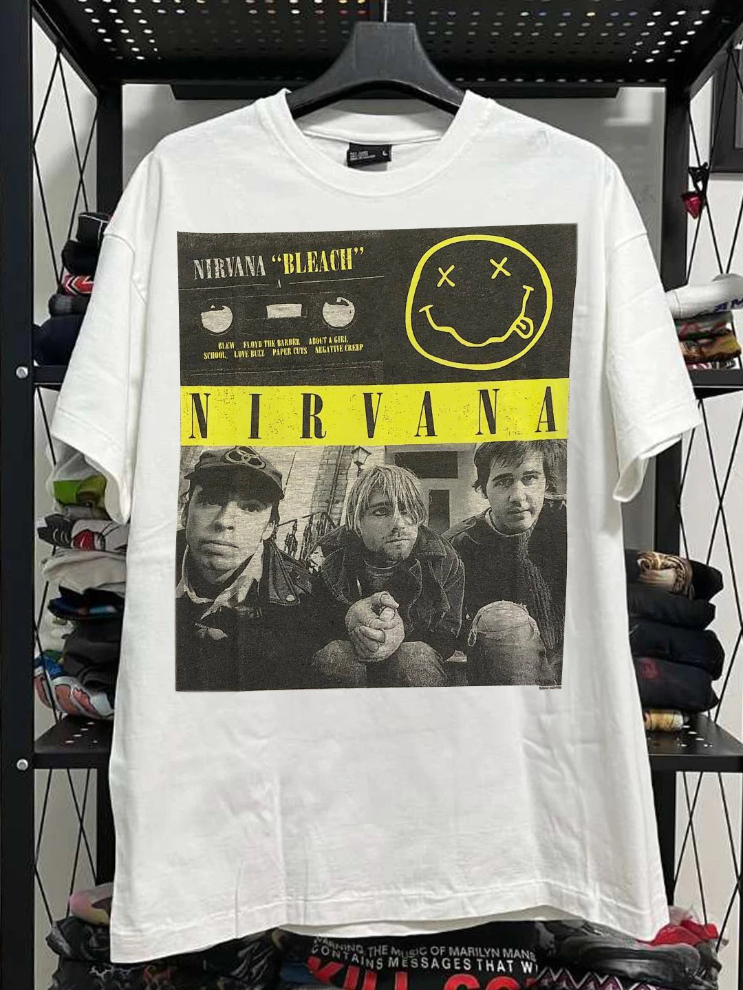 Nirvana涅槃乐队颓废风街头短袖T恤美式复古post-punk撞色拼接tee