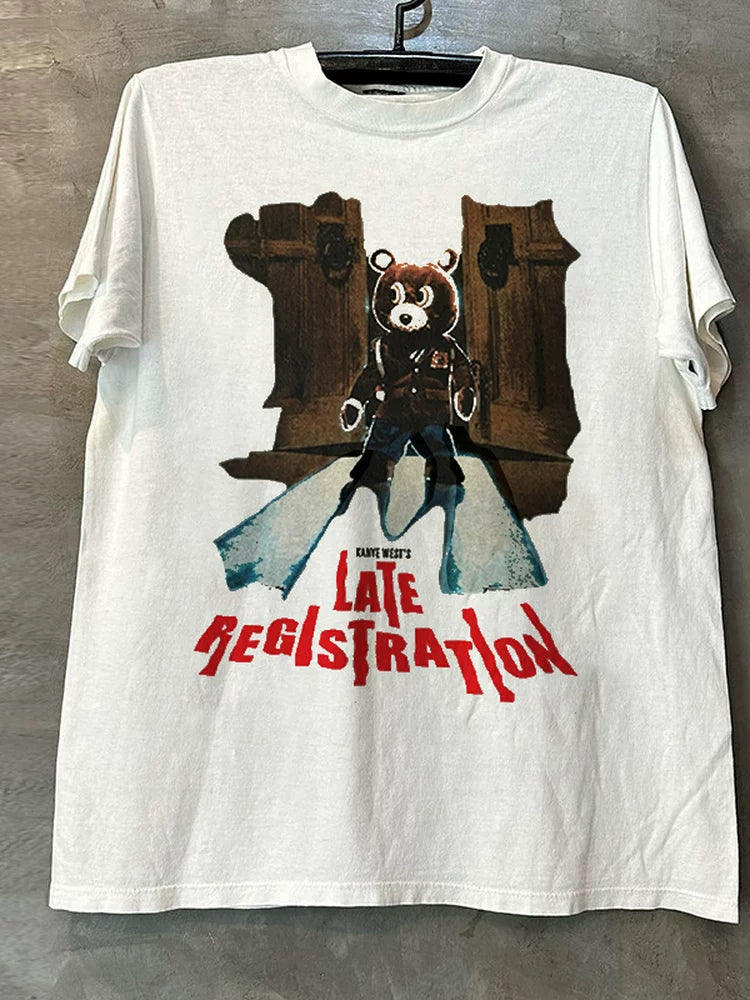 Kanye West Music Album Dropout Bear Tide Brand American Short sleeved T-shirt Hiphop Handsome Half Sleeve Male